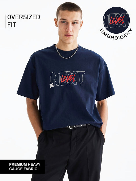 Next Level Embroidery Navy Blue Oversized T-Shirt