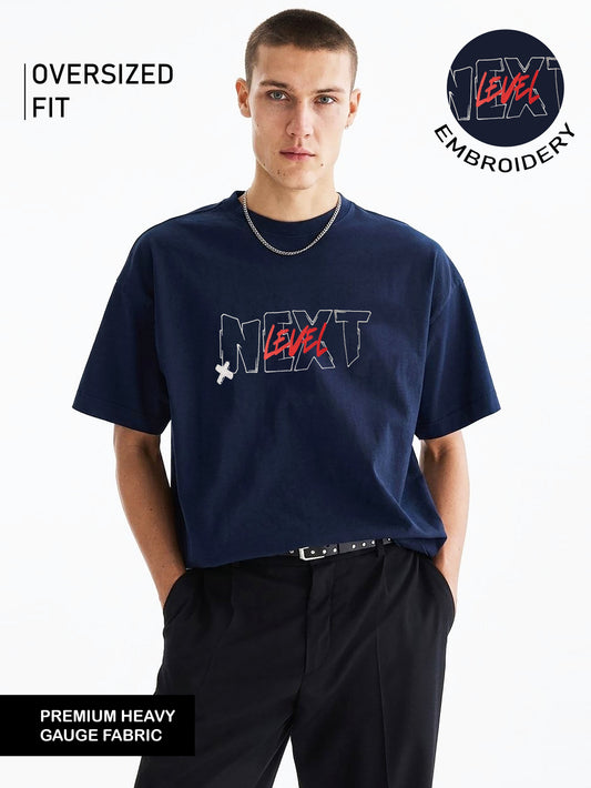 Next Level Embroidery Navy Blue Oversized T-Shirt