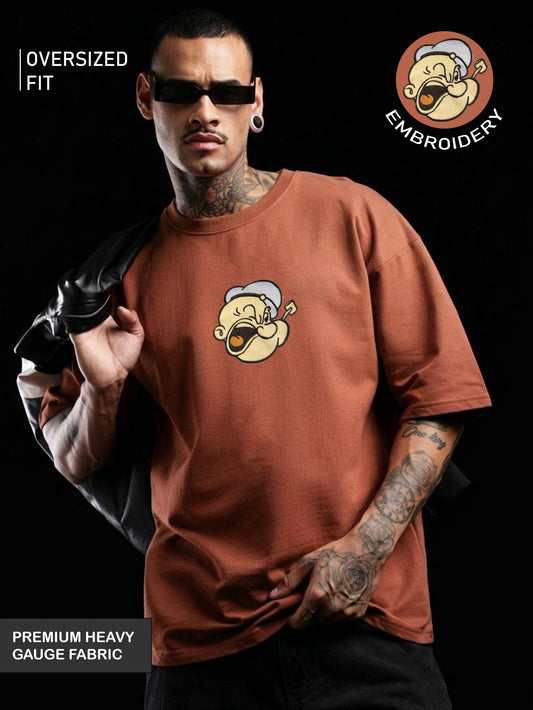 Popeye Embroidery Oversized T-Shirt