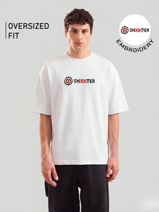 Shooter Embroidery White Oversized T-Shirt