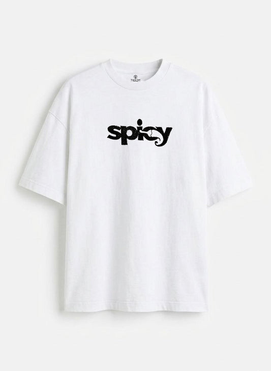 Spicy Embroidery White Oversized T-Shirt