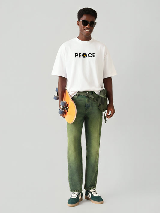 PECE Embroidery White Oversized T-Shirt