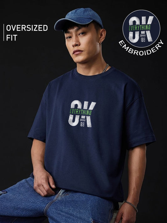 Evreythik OK Embroidery White Oversized T-Shirt