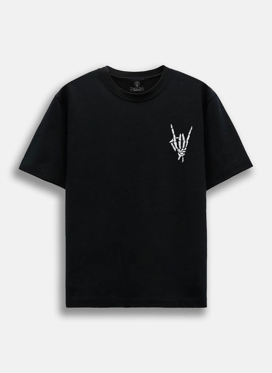 "Rock On" Skeletal Embroidery Oversized T-Shirt