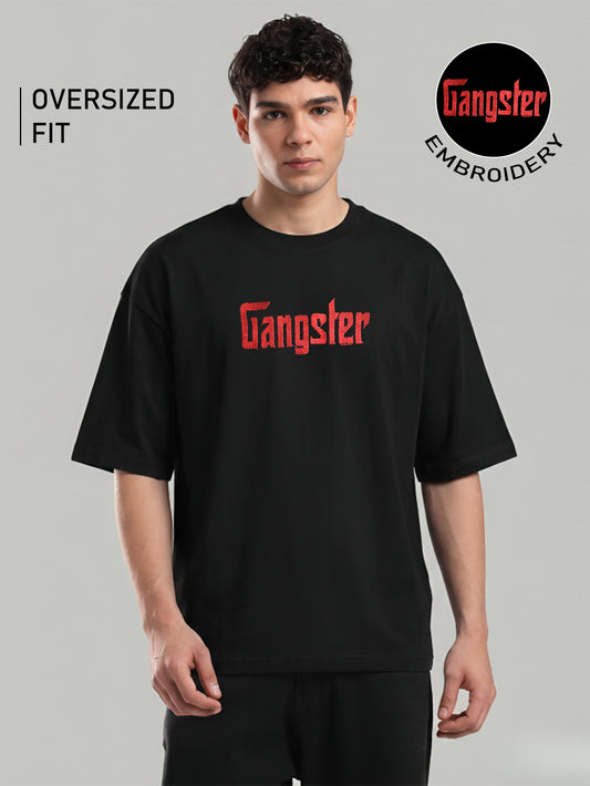 Gangster Embroidery White Oversized T-Shirt