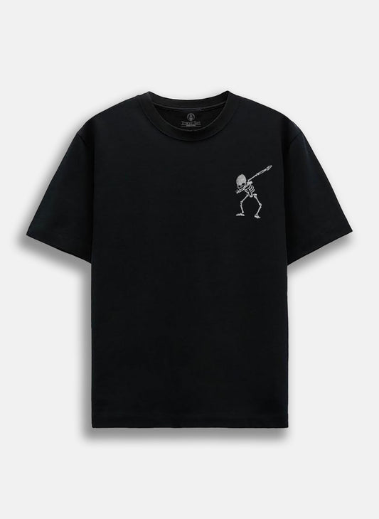 Dabbing Skeleton Embroidery White Oversized T-Shirt
