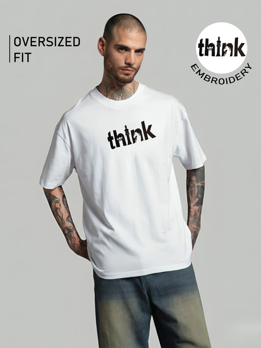 Tink Embroidery White Oversized T-Shirt