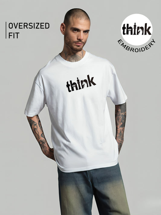Tink Embroidery White Oversized T-Shirt