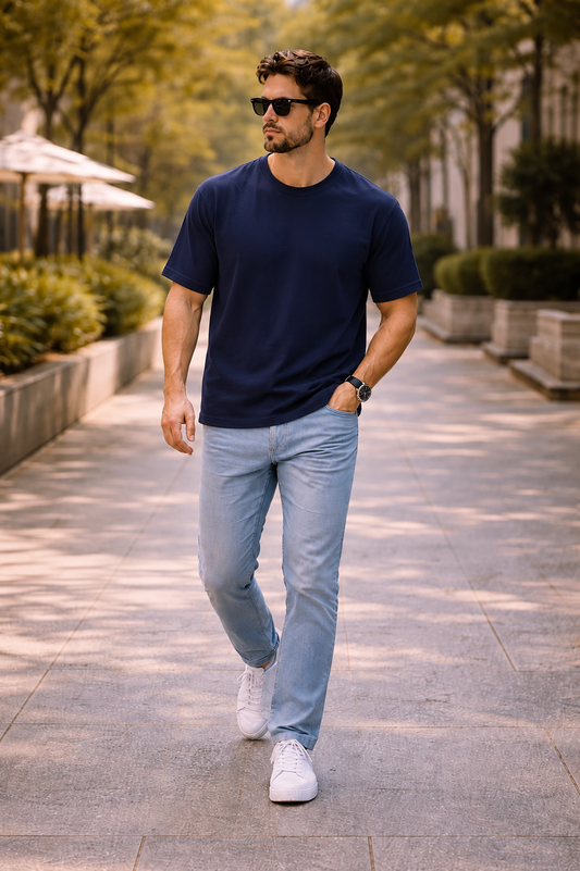 Men's Oversized Round Neck Cotton T-Shirt