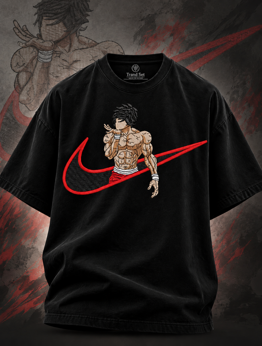 Baki Hanma Embroidered Black T-Shirt