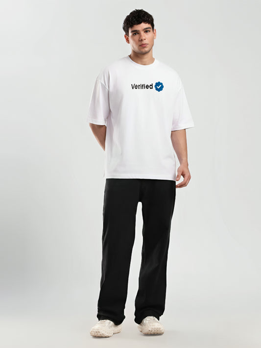 Verified Embroidery White Oversized T-Shirt