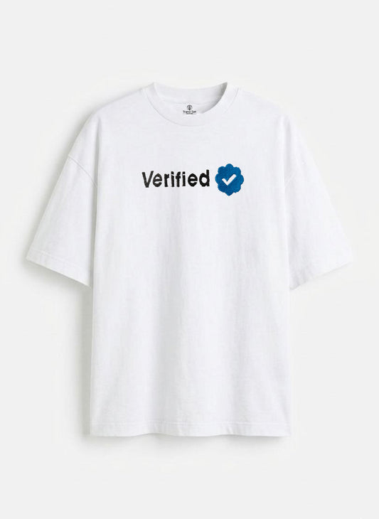 Verified Embroidery White Oversized T-Shirt
