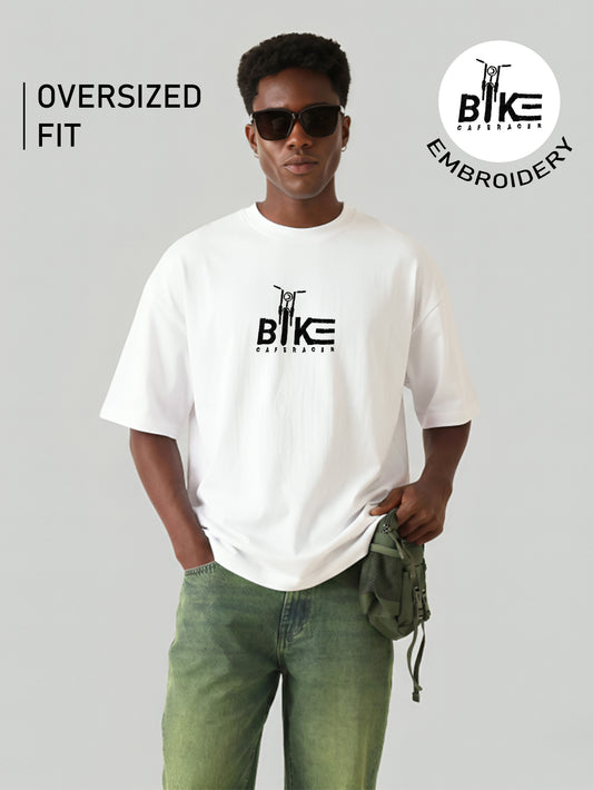 BIKE Embroidery White Oversized T-Shirt