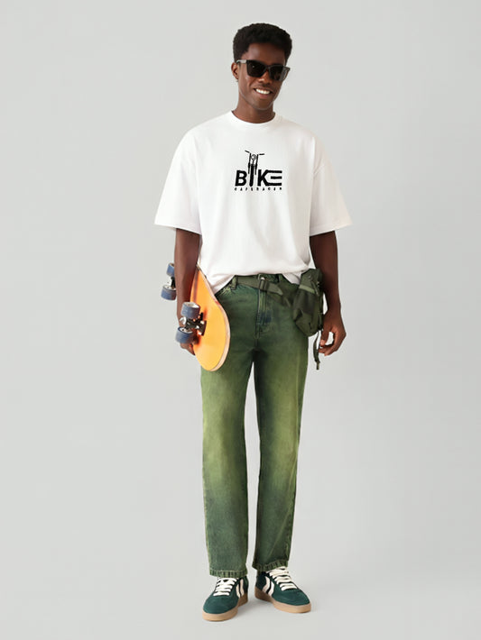 BIKE Embroidery White Oversized T-Shirt