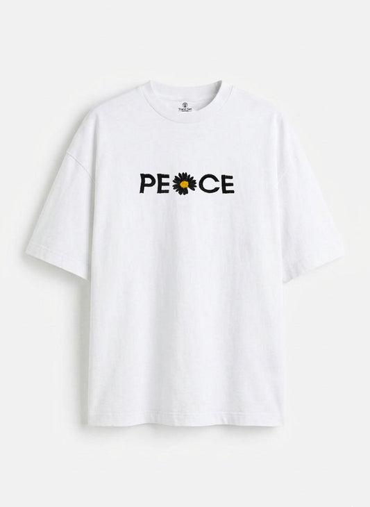PECE Embroidery White Oversized T-Shirt