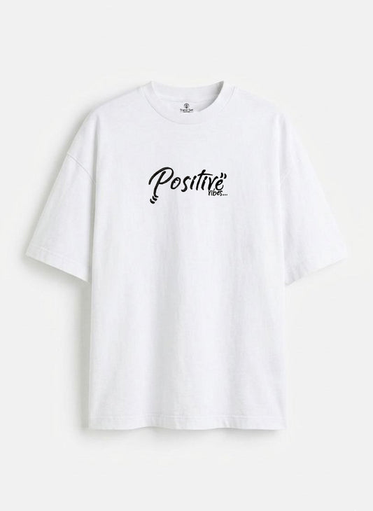 Positive Embroidery White Oversized T-Shirt