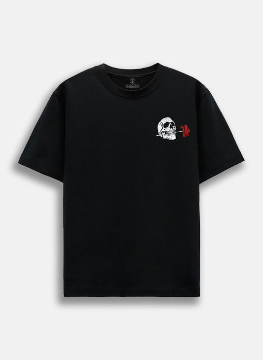 Dead Rose Embroidery White Oversized T-Shirt