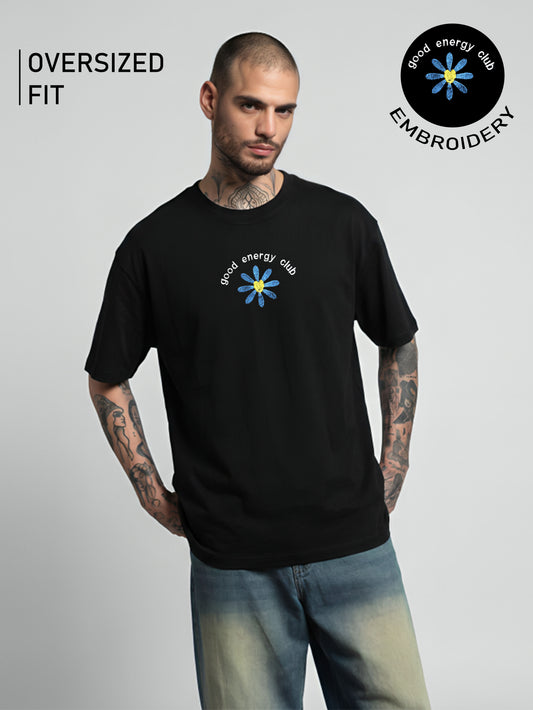 good energey clube Embroidery White Oversized T-Shirt