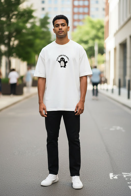 Toh Main Kya Karu Embroidery White Oversized T-Shirt