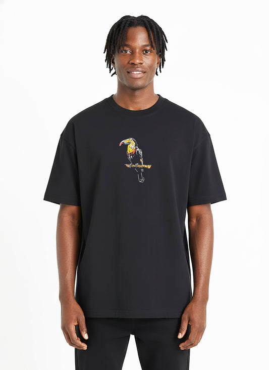 Perrot Embroidery Black Oversized T-Shirt